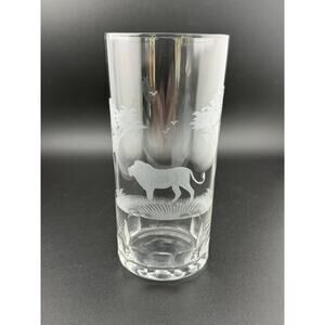 Queen Lace Crystal "Kenyan African" 5.5" Highball Glass- Lion- 1960s